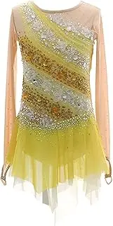 [Zagitova] Ice Figure Skating Dress for Girls with Shiny Rhinestone Applique Women Customizable Competition Dance Outfit