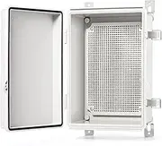 QILIPSU Waterproof Outdoor Junction Box, IP67 ABS Plastic Electrical Enclosure with Mounting Plate, Wall Brackets, Weatherproof Hinged Grey Cover for Projects (11.2"x7.7"x5.1")