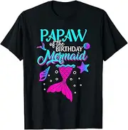 [X.Style] Papaw of The Birthday Mermaid Matching Family ds1359 T-Shirt (M) Black