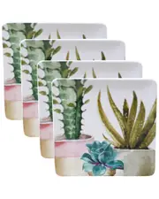 Certified International Cactus Verde Set of 4 Square Dinner Plates