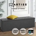 Artiss Storage Ottoman Blanket Box Bench 140cm Linen Chest Foot Stool Dark Grey