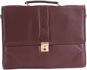[Luigi] Unisex's Leather Men’s Briefcase – 4 Compartments, Buckle Lock with Key, Inside Zipper Pocket,(Cognac), One Size, Cognac, One Size