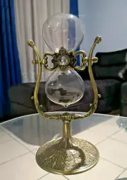Vintage 60 Minute Hourglass Sand Timer 12 Inch Large Brass Engraved Rotating NEW