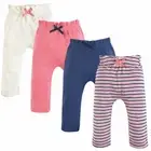 Touched by Nature Organic Harem Pants, 4-Pack, Coral and Blue
