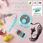 25000RPM Electric Acrylic Nail Art Drill File Machine Manicure Sanding 4 Bits