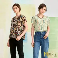 在飛比找momo購物網優惠-MON’S 100%蠶絲印花修身上衣