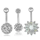 3PCS/Set Stainless Steel Crystal Opal Belly Button Rings Navel Piercing B-ln SPI