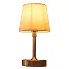 Portable Cordless Table Lamp USB Rechargeable Fabric Shade Desk Lamp (Gold) HOT
