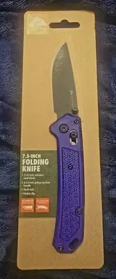 Ozark Trail 7.5" Silver Shaft Crossbar Lock Folding Knife with Purple Scales