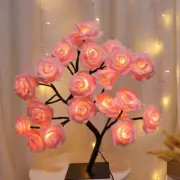 24LED Table Lamp Night Lights Desk Rose Tree Home Bedroom Decor Valentine's Day