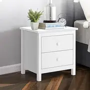 [ALFORDSON] Bedside Table Wooden Nightstand 50cm x 39cm x 52cm Timeless Sofa Side Storage Cabinet Organiser 2-Drawer White Side End Table for Bedroom, Living Room and Hallyway