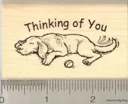 Thinking of you dog Rubber Stamp H11309 WM tail wagging