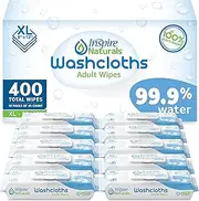 Naturals 99.9% Water Based Wet Wipes For Adults | Plastic Free Adult Wipes Extra Large Unscented | Disposable Washcloths For Adults Incontinence Body Wipes Elderly (99.9% Water 400 Ct)