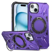 MCC Shockproof iPhone 15 Case Cover Ring Stand Heavy Duty Apple iPhone15 [Purple]