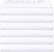White Fitted Sheets Pack of 6 Polycotton T200 Percale Weave Easy Care, Soft Feel