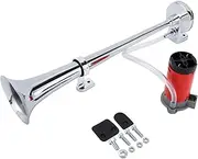 Yaetek 12V Single Trumpet Air Horn Chrome + Compressor Super Loud 150db For Truck Lorry Boat VAN Train