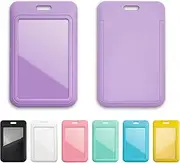 3 Pcs Sliding ID Badge Holder with Clear Window ID Card Protector Pouch for Office School ID Credit Cards Proximity Key Cards Driver’s Licenses and Passes-Purple-Vertical