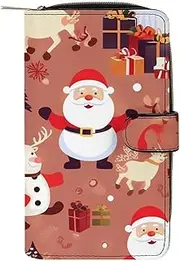 [QMNRTK] Santa Snowman Reindeer Credit Card Wallet Rfid Blocking Slim Bifold Genuine Leather Minimalist Front Pocket Wallets Keychain Wallet for Men And Women, style, 19.7x11x3.5cm, Style, 19.7x11x3.5cm