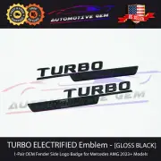 OEM TURBO ELECTRIFIED AMG Fender Emblem GLOSS BLACK Badge Mercedes C43 GLC43