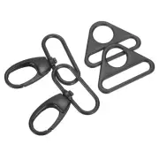 Swivel Snap Hook, Lobster Claw Clasp with Triangle Ring (1 1/2", Black)