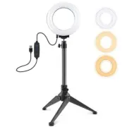 Usb 3 Modes Dimmable Led Ring Light with Tripod Holder and Cold Shoe Ball Head -