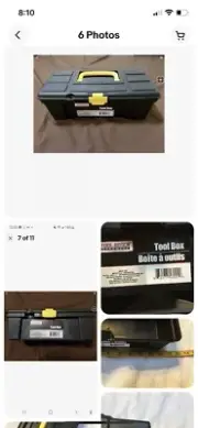 12-inch Tool Box Black/Yellow Yellow