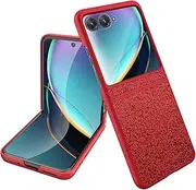 Phone Screen Protection Case Compatible with Motorola Razr 40 Ultra 2023 with Outer Screen Protector,Ultra Thin Hard PC Glitter Flowing Case,Shockproof Lightweight Protective Case Phone Accessory(Red