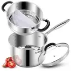 2.5 Quart Stainless Steel Saucepan with Steamer Basket,Small Pots for Cooking...