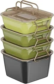Snack Box Container - Fruit Snack Container Tray,Stackable Portable with Handle Multifunctional Versatile Tray for Party Travel Picnic Beach Home Car Lunch