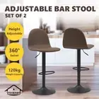 Viviendo 2x Bar Stools Kitchen Swivel Dinning Chairs Gas Lift Linen Brown