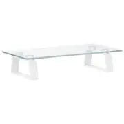 Glass Monitor Stand Computer Laptop TV Desktop Riser Table Display Shelf White