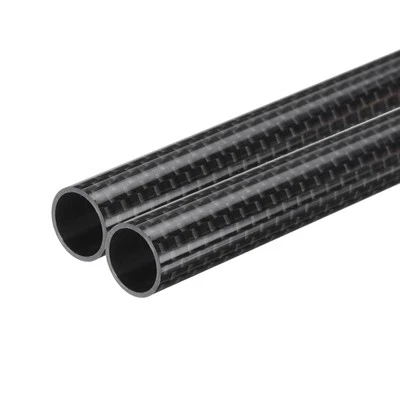 2Pcs Carbon Fiber Tube 12x14x420mm Glossy Surface 3K Roll Wrapped for Airplane