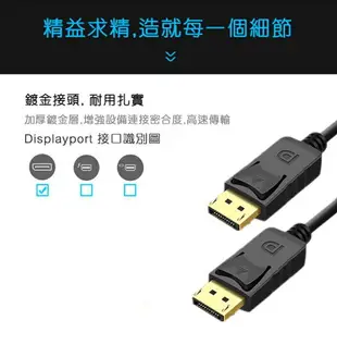 【易控王】DP to DP訊號線公對公3米/Displayport 1.2版/支援4K 21.6Gbps(30-314)
