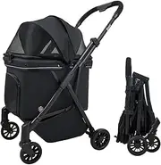 ESEZ Pet Stroller for Small Dogs – No-Zip Deep Seat, Lightweight Compact Dog Stroller for Small Dogs & Cats with Reflective Trim Storage Basket Soft Waterproof Pad,Foldable Universal Coche para Perro