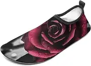 [BTCOWZRV] Water Shoes for Women Men Gothic Roses Water Sports Shoes Slip-on Breathable Lightweight Athletic Aqua Sock
