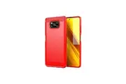 Xiaomi Mi Poco X3 Pro Cover Case Brushed TPU Case - Red