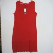 Taking Shape Womens Shift Dress S or 16(AU) Plus Red Knee Length Plisse RRP$109