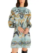 Farm Rio Snake Garden Long Sleeve Dress