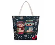 Women Owl Printed Canvas Tote Handbags Casual Shoulder Bag