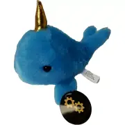 NEW Narwhal Stuffed Animal Plush Blue White Gold Horn Toy Works 7" NWT Stuffy