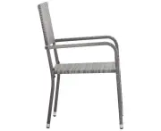 vidaXL Garden Dining Set Table and Chairs Grey and Black Poly Rattan and Steel