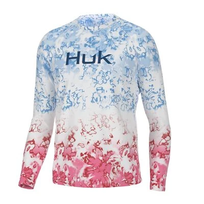 HUK Men's Standard Pursuit Pattern Long Sleeve, Sun Protecting Fishing Shirt,