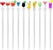 Taicols Swizzle Sticks, 10 Pcs Cocktail Drink Stirrer, Acrylic Clear Shafts Stirrers, Swizzle Stirrer Sticks for Mixing Cocktail, Whiskey, Juice, Wine, Coffee, Milk Tea, Bars Cafes