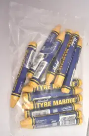 Lot of 12 Markal Tire Markers Tyre Marque Rubber Crayons Yellow 434-51421