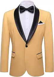 [Barry.Wang] Men's Blazer Velvet Suit Bowtie Handkerchief Cufflink Brooch Set Lapel One Button Tuxedo Party Wedding Suit Jacket
