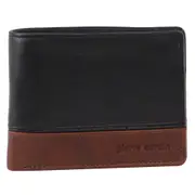 Pierre Cardin Leather 2-Tone Men's Tri-Fold Wallet - Black Cognac