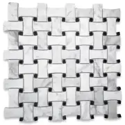 C671XH White Carrara Venato Marble DogBone Basketweave Mosaic Tile Honed