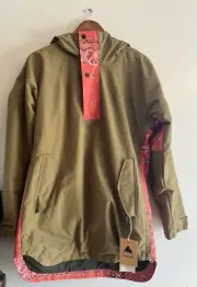 NWT Burton W's CHUTEOUT Anorak Hooded Jacket Hickory Bandana Red Green Small