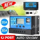 USB 20A/30A 12V-24V Solar Panel Regulator Charge Controller
