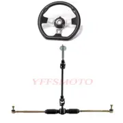 Go Kart Front Steering Wheel + Tie Rod Rack Adjustable Shaft for ATV Quad GoCart
